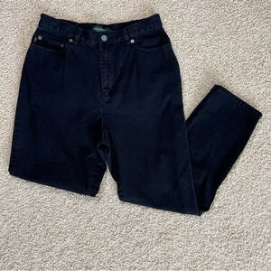 RALPH LAUREN LAUREN JEANS CO Straight Leg Jeans Black High Rise Size 10 Petite